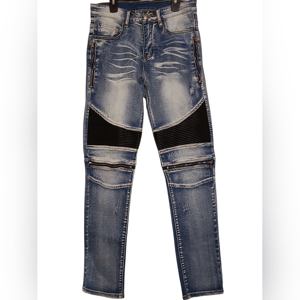 STREETWEAR BLUE SKINNY JEANS SIZE 28 UNIQUE